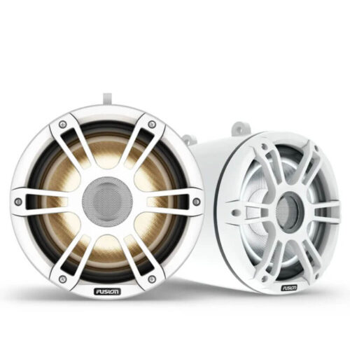 Fusion® Signature Series 3i Marine Wake Tower Speakers 8.8" 330-watt CRGBW Sports White Marine Wake Tower Speakers (Pair)
