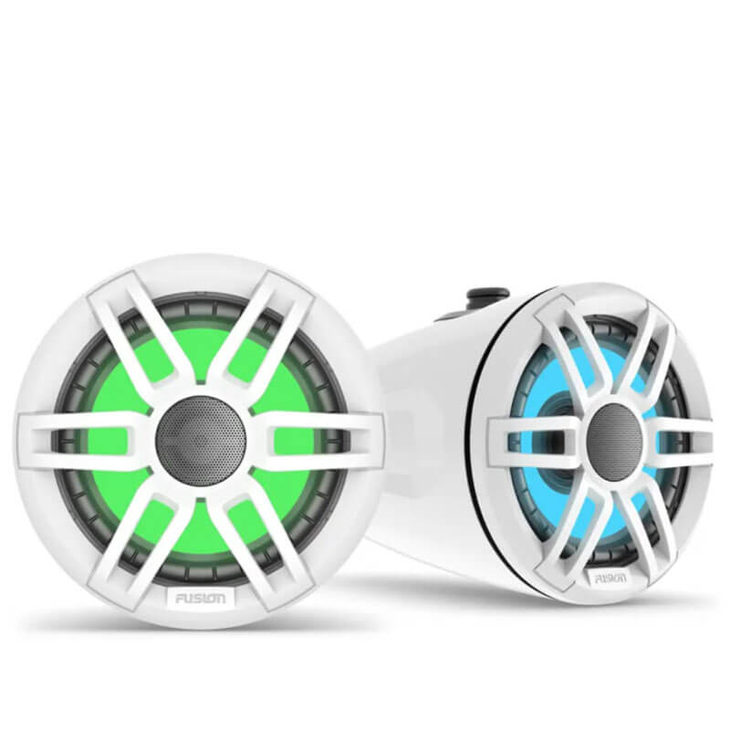 Fusion® XS Series Marine Wake Tower Speakers 6.5" 200-Watt Sports White Marine Wake Tower Speaker with RGB LED Lighting